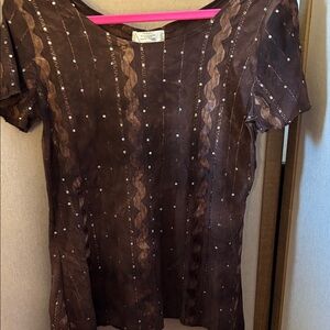 Shannon Ford Elegant Brown Women's Top petite small